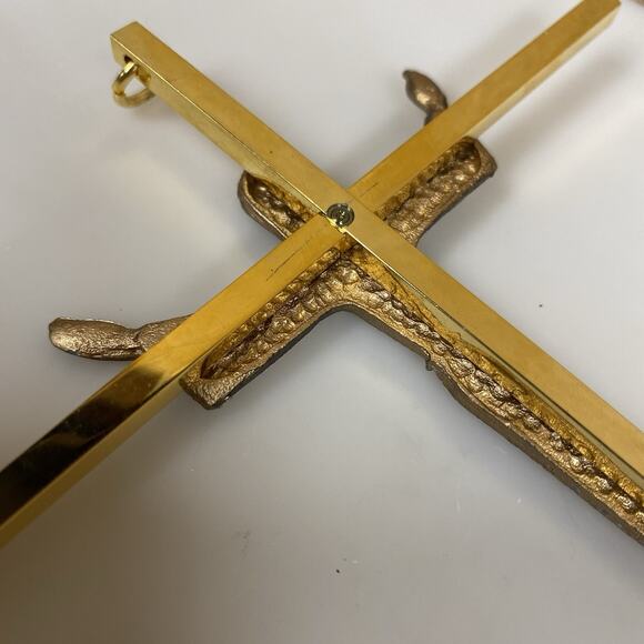 Vintage Jesus Christ Processional Crucifix Cross Religious Wall Hanging 10” Tall - Picture 7 of 9